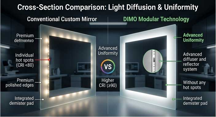 LED-mirror-light-diffusion-uniformity